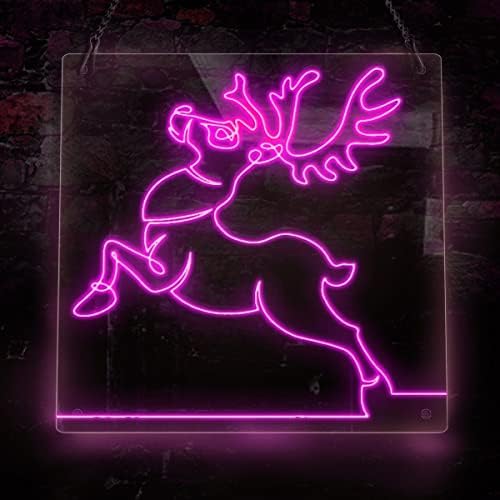 Neonski natpis jelena silueta jelena, životinjska tema ručno izrađena el žica neonski lagani znak, zidna umjetnost dekora kuće, narančasta