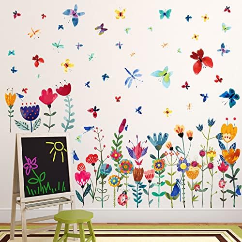 2 lista cvijeća PVC zidne naljepnice proljetni leptir cvijet zidne freske naljepnice Vodootporni vrtni Cvjetni piling i lijepljenje
