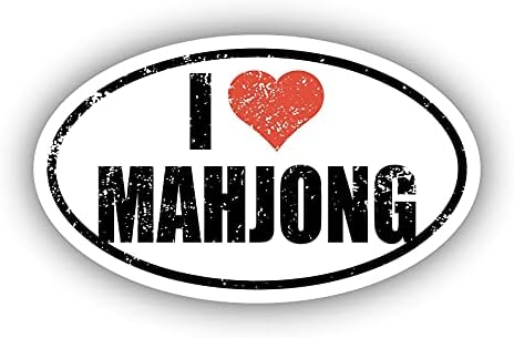 Volim mahjong i srce euro ovalne naljepnice vinil 3m naljepnica 3 u x 5 in