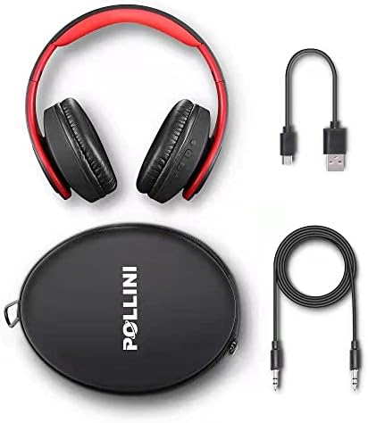 Pollini Bluetooth slušalice preko uha, bežične slušalice v5.0 sa 6 EQ modusa, mekanim memorijskim proteinima i ugrađenim MIC-om za