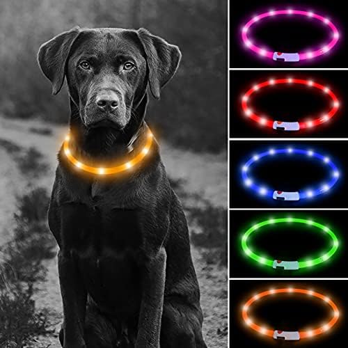 HIGO LED PASH OVDJE - Osvjetljavanje ogrlica za pse, punjiva užarena ovratnik za kućne ljubimce, silikonski ovratnik za štene, bljeskajuća