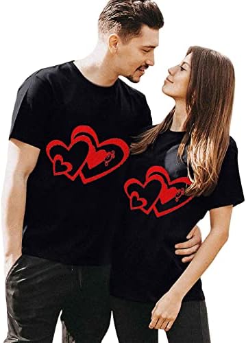 Valentinovo koje odgovaraju majice majice za žene muškarce usana vole srce print kratki rukavi o vratnim košuljama muž i supruga labavi