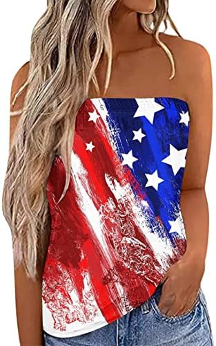3.0 kompresijska košulja ženska Bandeau Bez naramenica s printom državne zastave Majica Bez rukava ležerna Bez rukava svi čipkasti