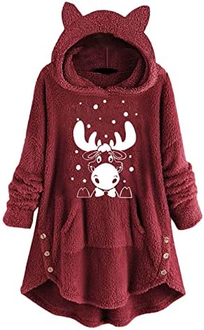 Božićna dukserica dugih rukava snježna pahuljica snježna kapuljača s džepovima ružni božićni džemper kapuljača