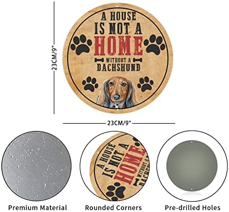 Smiješno okrugli kućni ljubimci metalni limen potpis Kuća nije dom bez psa vintage vijenaca natpis za pse na vratima metalni umjetni
