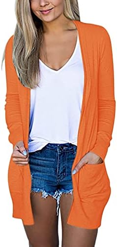 Ženski kardigans kardigan dugih rukava za žene otvoreni prednji kardigan s džepovima casual Duster Lagani džemper