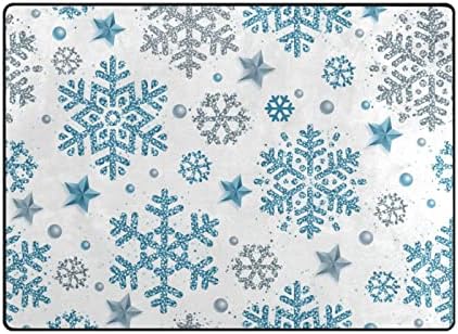 Baxiej božićno plava srebrna snježna pahuljica Velika mekana prostirka prostirka vrtića prostirka prostirka za djecu koja igraju sobu