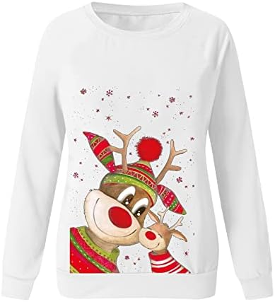 Bakgeerle ženske božićne jelene saonice Djed Mraz pulover duksevi dukseve dukseve dukseve za odmor grafičke bluze vrhove