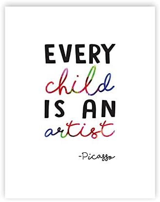 Citati za dječji umjetnički prikaz svako dijete umjetnik citat Pabla Picassa 05.007 inča ispis, dekor zidne naljepnice Picassov citat