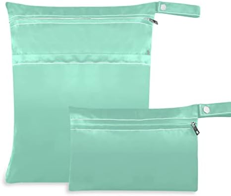 Kigai obična zelena čvrsta boja mokro suhe torbe za dječje tkanine pelene vodootporne mokre vreće s 2 džepa s patentnim zatvaračem