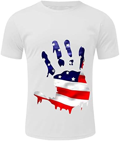 Majice srednje veličine za muškarce, Muška ljetna ležerna majica s okruglim vratom i kratkim rukavima s printom Dana neovisnosti, majica