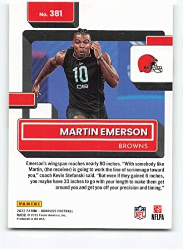2022. Donruss ocijenjeni novajlija 381 Martin Emerson ocijenjena rookie NM-MT Cleveland Browns Football Trading Card NFL