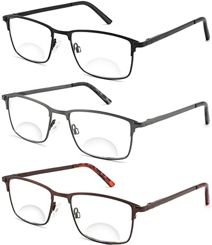 * 3 pakiranja bifokalnih naočala za čitanje za muškarce, računalni čitači koji blokiraju plavo svjetlo, zaštita od UV zraka / naprezanja