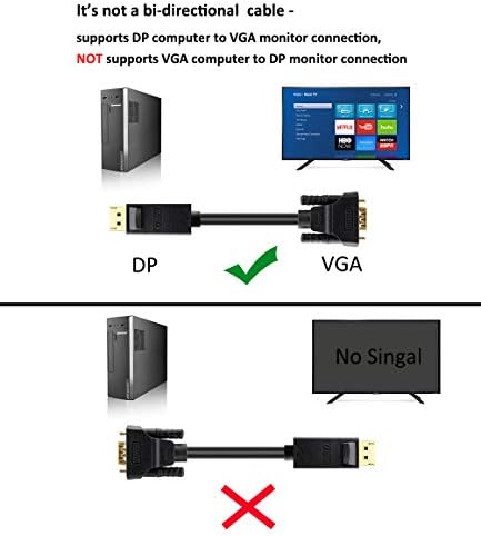 DTECH 6FT DisplayPort to VGA kabel mužjaka do muškog utikača Video adapter sa zlatnim konektorom