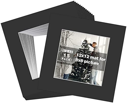 Auear 15 pakiranje crnih 12x12 bez rezanih prostirki za 8x8 fotografije s bijelim jezgrom rezanim okvirom matice
