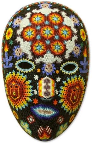 Novica Dekorativna Huichol perlica Papier Mache Mashe Mashe, Multicolor, Jicuri Dance '