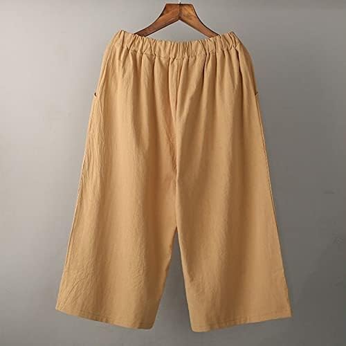 Miashui planinarski hlače žene solidne ležerne džepove hlače elastične ženske hlače casual hlače papirnate vrećice hlače