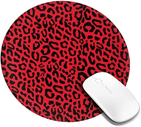 Okrugli jastučić od miša crveno-leopard-hipster s ušivenim rubom bez klizanja gumene baze miša mat mousepad za ured, dom