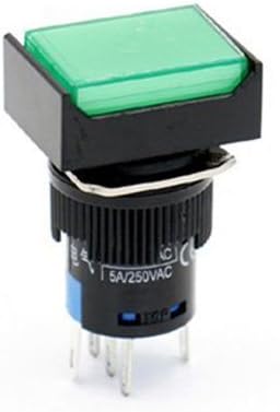 Prekidač s gumbom od 16 mm s pravokutnim poklopcem LED žarulja zelenog svjetla od 12 do 5 do 3 kom.