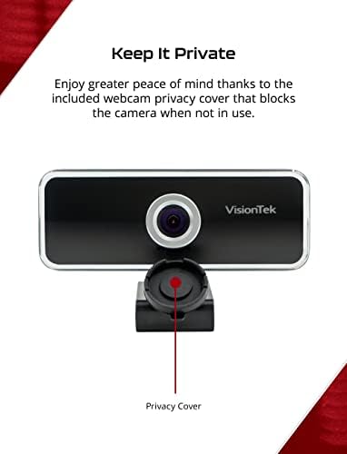 VisionTek VTWC20 Full HD Webcam, za Windows, Mac, Linux i Chromebook, računalna video kamera s digitalnim mikrofonom, fiksna fokusna