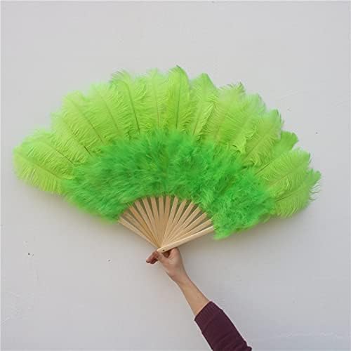 Pero za obrt zelena velika lepeza od nojevog perja zelena blagdanska zabava plesna izvedba 15 kostiju ventilator od perja - 1pcs