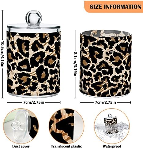 Leopard Animal Texthura Pamuk držač za brisač za kupaonice Staklenke s poklopcima s poklopcima Postavite pamučnu kuglu Okrugli držač