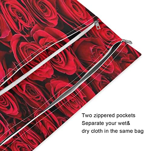 Kigai 2pcs vodootporne mokre vrećice crvena ruža za pranje ruže za višekratnu upotrebu mokre suhe torbe s dvije patentne zatvarače