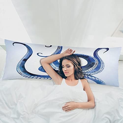 Pokrici za tijelo jastuka 20x54 inča akvarel Octopus posteljina Ukrasna velika tijela zaštitni jastuk div Kraken cijelo tijelo cijelo