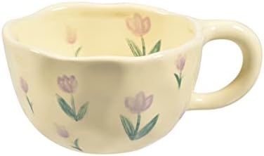 Koythin keramička šalica za kavu, kreativna cvjetna šalica za ured i dom, perilica posuđa i mikrovalna pećnica, 8,5 oz/250 ml za latte