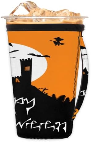 Halloween Moon Castle Bat, rukav za višekratnu upotrebu ledene kave s ručicom neoprene čahura za sodu, latte, čaj, pića, pivo