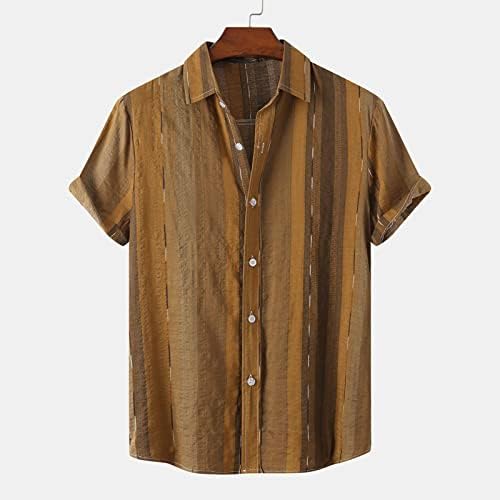 Košulje za muškarce ljeto s prugastim printom Casual s ovratnikom i kratkim rukavima s džepom kardigan bluze vrhovima