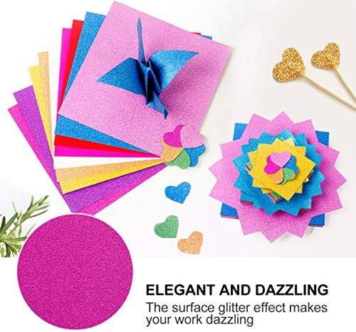 AMOSFUN 100 listova sjajni karton papir Sparkle Shinny Craft listovi Multi -boja Rainbow Glitter Cardstock 10x10cm