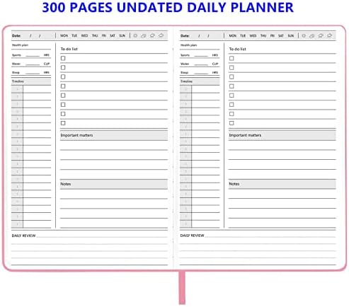 Dnevni planer 2023 A5 Tvrdi uvez neobjavljen da radi planere za žene 300 stranica s oznakom Easy Manage Daily Plan - Pink