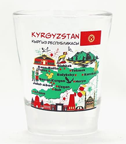 Znamenitosti i ikone Kirgistana kolaž od stakla