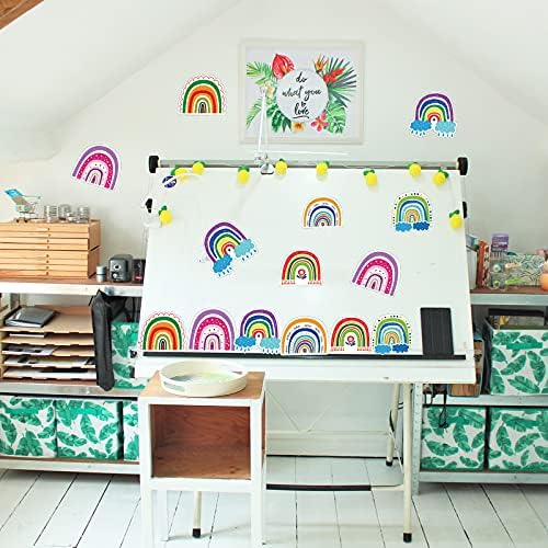 Nbjiuyin 48pcs Svijetle boje Rainbow Izrez 5,9 × 5,9 inča ukrasi u učionici Bilten set za stolove prikazivanja vrata za kućnu školsku