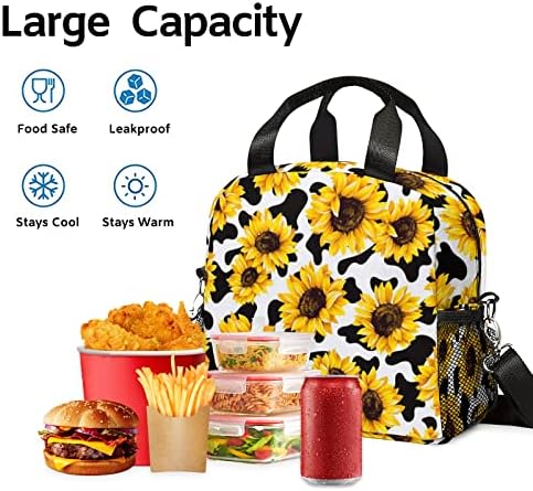 + Suncokret s leopard printom izolirana torba za ručak za žene i djevojke vodootporna kutija za ručak torba za zamrzavanje za posao