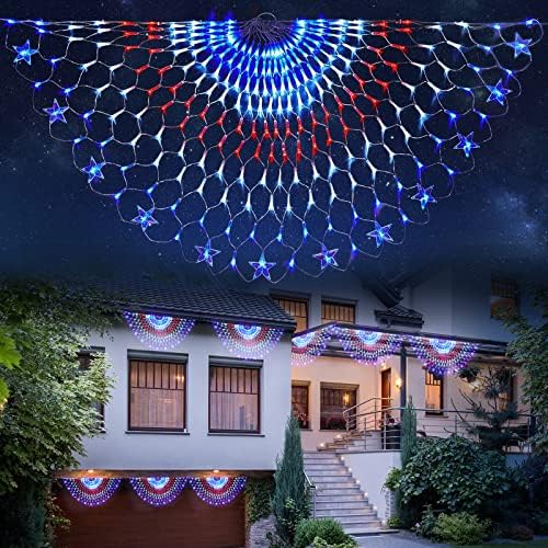 Svjetla američke zastave s 420 super svijetlih LED dioda, Vodootporno LED svjetlo u SAD-u za uređenje dvorišta, vrta, festivala, praznika,
