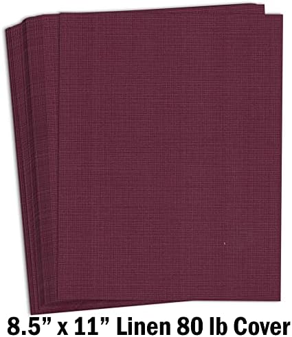 Hamilco u boji karton papir 8,5x11 Posteljina teksturirana karata za u boji Papir Burgundija crvena 80 lb poklopac 50 pakiranje 50