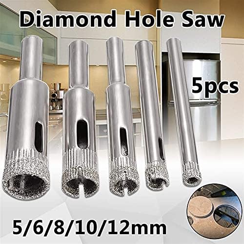 Dijamantna bušilica 5pcs 5mm-12mm Galvanizirani dijamantni premaz za rezanje rupa set alata za bušenje stakla, mramornih pločica, granita