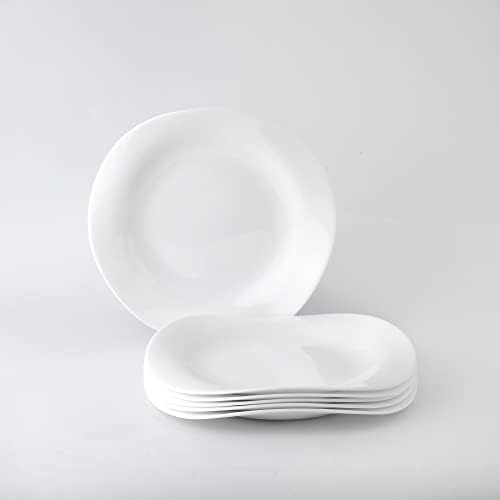 Ubenkaku bijele tanjure za večeru 6 kom, set od 6, 8 centimetara Posluživanje posuđa za posuđe za večeru, okrugli desert ili salata