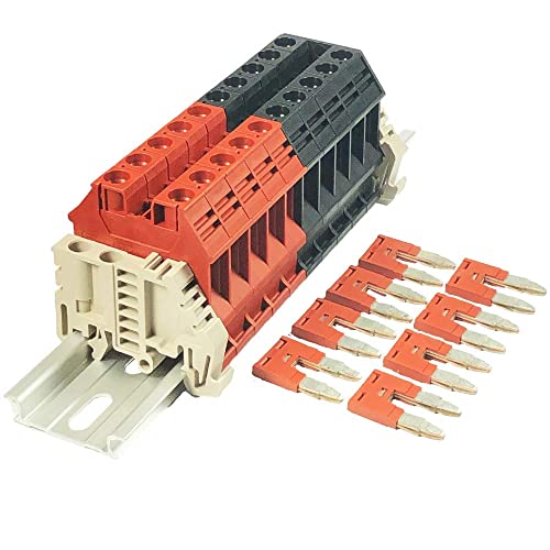Komplet za montažu dinkle dk6n crvena/crna 10 banda s blokovima željezničkih terminala din, 8-20 awg, 50 amp, 600 volti
