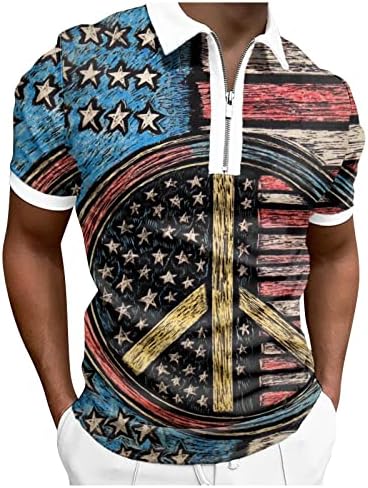 Ruiruilico USA zastave polo majice za muškarce 4. srpnja Patriotske majice za tinejdžere Summer casual 3D otisci kratkih rukava Golf
