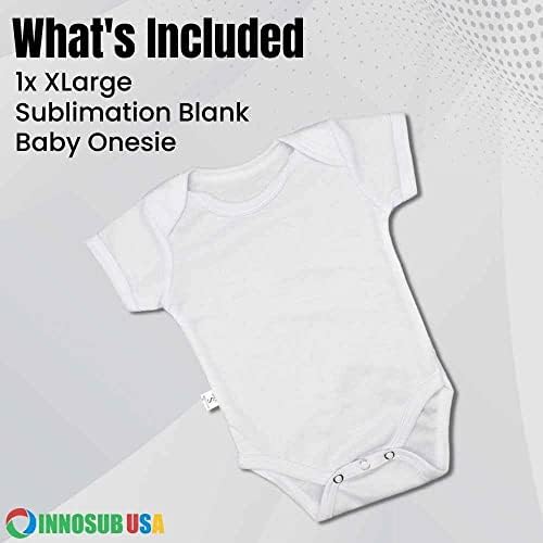 Innosub Sublimation Blanks Proizvodi Baby Onesie kratki rukavi White White Polyester XLarge s zatvaračem Snap USA