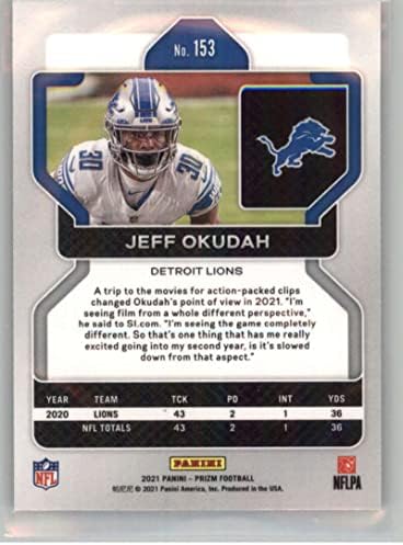 2021 Panini Prizm 153 Jeff Okudah Detroit Lions NFL nogometna trgovačka karta