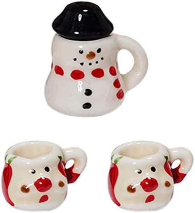 GadpiParty Božićni zanat 3PCS preslatki snježni kamenčani kamenčani čaj za kavu set slaganje Djedarskih šalica za Xmas Desktop ukrasi