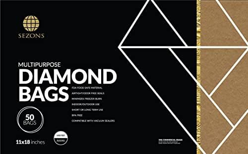 Sezoni - Dijamantne torbe - zlato/bistro - vreće za brtvljenje vakuuma 5mil - 15 x20 - 50 vrećica