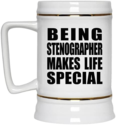 DesignSify biti stenograf čini život posebnim, piv od 22oz piva Stein Ceramic Tankard šalica s ručicom za zamrzivač, pokloni za rođendanske