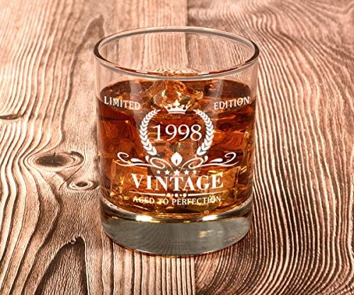 1998 pokloni za 25. rođendan za muškarce, Vintage čaša za viski, 25 rođendanskih poklona za njega, sina, muža, brata, zabavne ideje