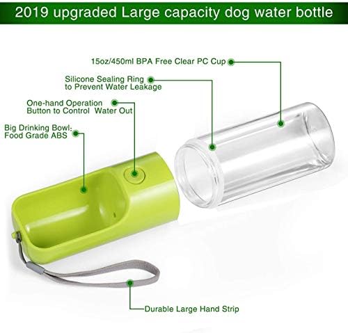 Prijenosna boca za vodu za pse, 450 ml boca za vodu za kućne ljubimce, šalica za piće za šetnju, šalica bez šalice, nepropusni dozator