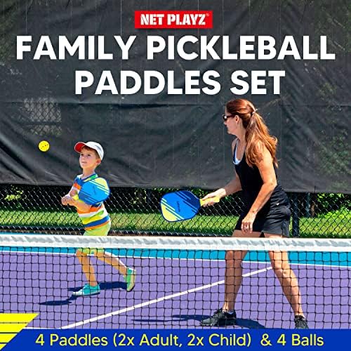 Pickleball Set-Pickleball Paddles Family 4-Pack, Usapa odobreno 2 veličine djece i 2 odrasle veličine | Obiteljski set za djecu, odrasli/junior
